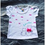 Áo bé gái có tay, trắng size 5-8