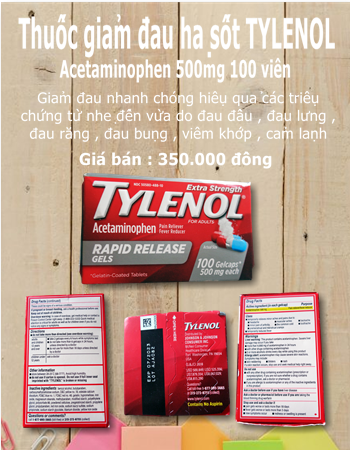 Viên Uống Giảm Đau Hạ Sốt Tylenol Rapid Release Gels 500 Mg 100 Viên