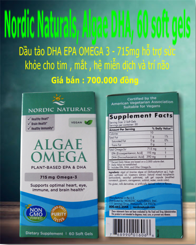 Nordic Naturals - Algae Omega 715mg- 60 viên - Ảnh 2