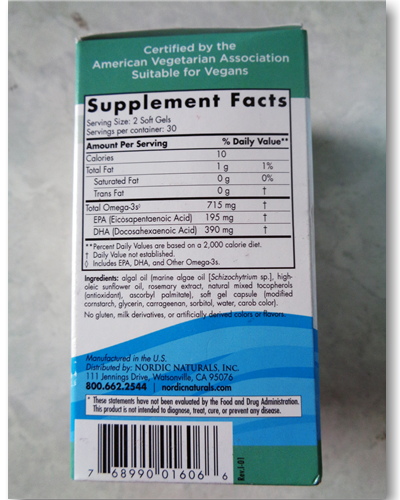 Nordic Naturals - Algae Omega 715mg- 60 viên - Ảnh 5